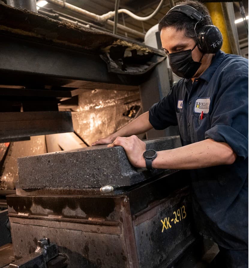 Man using power press
